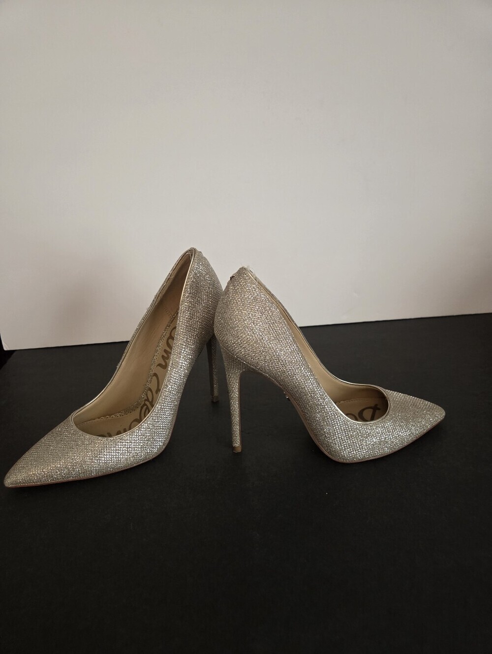 Sam Edelman Danna Gold Shampagne  Glitter Pointed-Toe Pumps Sz.7.5